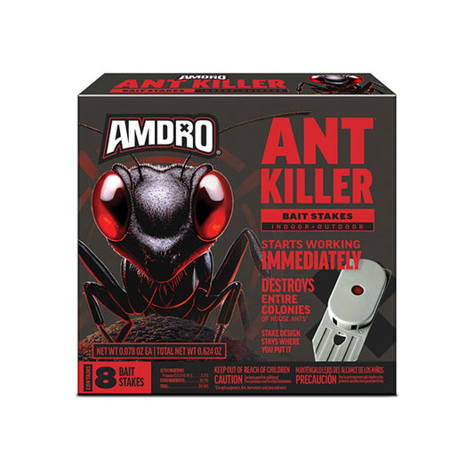 AMDRO® Ant Killing Bait Stakes, For Indoor & Outdoor Use (8 Stakes)