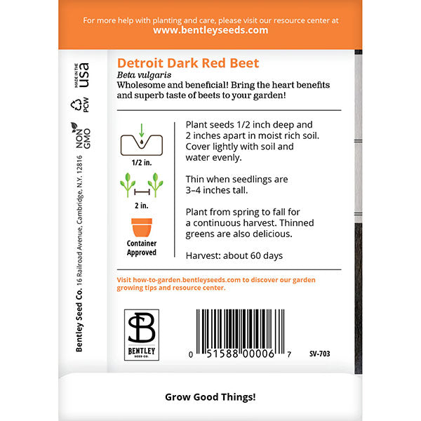 Bentley Seed Co., Beets, Detroit Dark Red, Seed Packet
