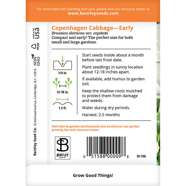 Bentley Seed Co., Cabbage, Copenhagen Early Seed Packet