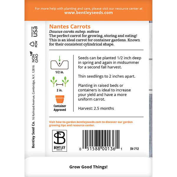 Bentley Seed Co., Carrots, Nantes, Seed Packet