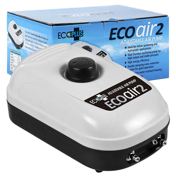 EcoPlusĀ® EcoAir 2, Adjustable Air Pump, Two Outlets, 3 Watt (126 GPH)