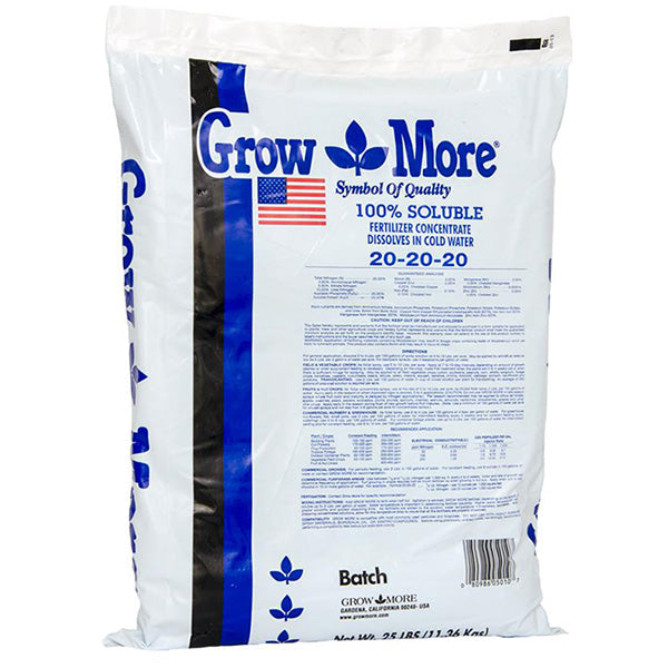 best fertilizer for hydroponic plants Grow More® All Purpose 20-20-20 Water Soluble Fertilizer (25 lbs.) – Perris Hydroponics