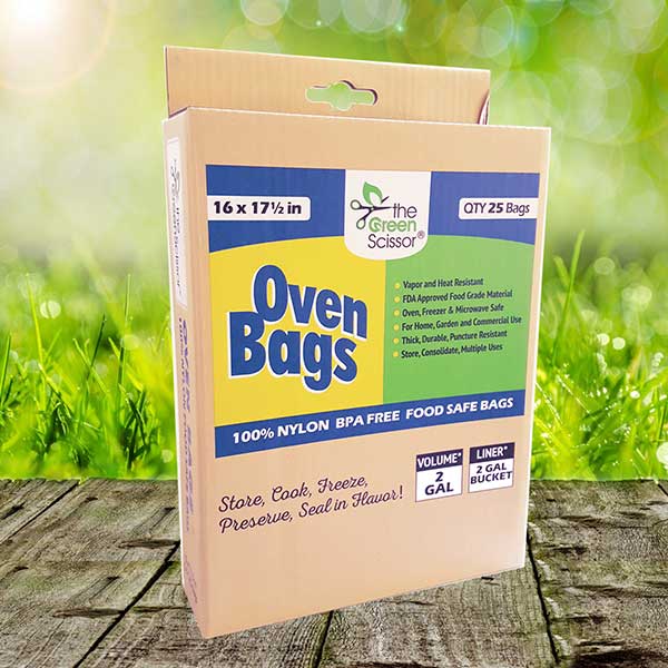 The Green Scissor Oven Bags, 100% Nylon, BPA Free, 16" x 17.5" Food Safe Bags (25 Bags)