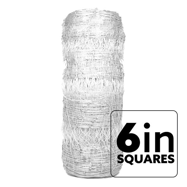 VineLine® White Plastic Garden Trellis Netting Roll with 6" Squares (5' x 100')
