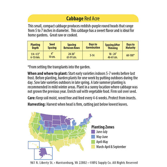 Wetsel Seed™ Organic Red Acre Cabbage Seed
