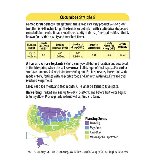 Wetsel Seed™ Organic Straight 8 Cucumber Seed