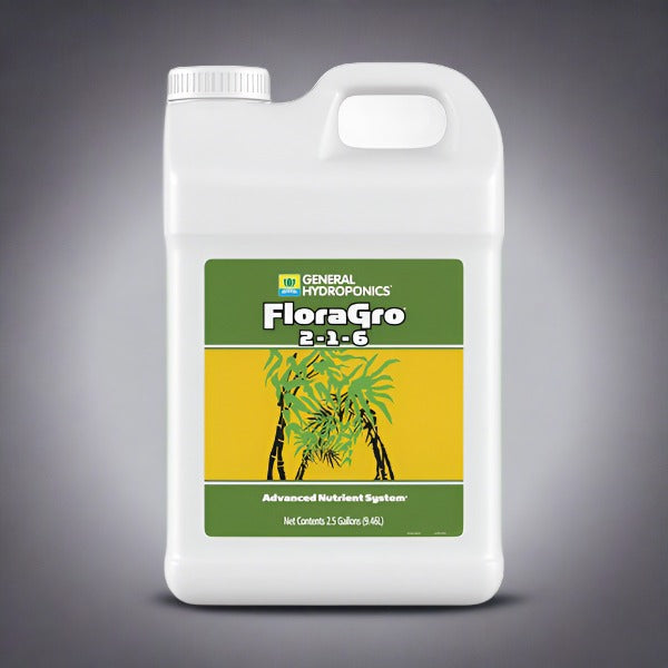 General Hydroponics®, FloraGro®, 2-1-6, FloraSeries® Advanced Nutrient System (2.5 Gallon)