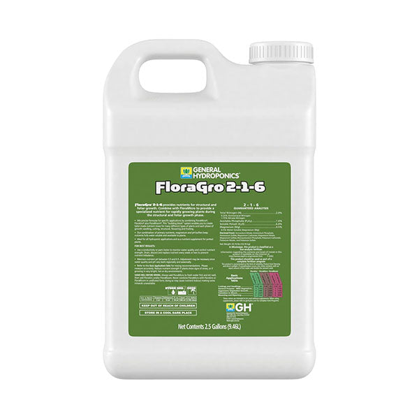 General Hydroponics®, FloraGro®, 2-1-6, FloraSeries® Advanced Nutrient System (2.5 Gallon)