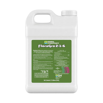 General Hydroponics®, FloraGro®, 2-1-6, FloraSeries® Advanced Nutrient System (2.5 Gallon)