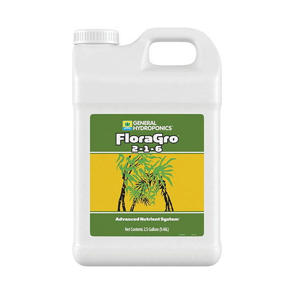 General Hydroponics®, FloraGro®, 2-1-6, FloraSeries® Advanced Nutrient System (2.5 Gallon)