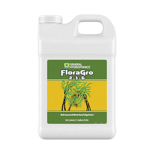 General Hydroponics®, FloraGro®, 2-1-6, FloraSeries® Advanced Nutrient System (2.5 Gallon)