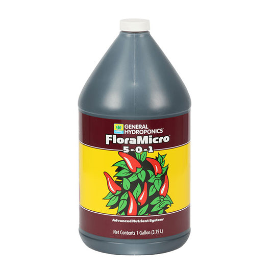 General Hydroponics®, FloraMicro®, 5-0-1, FloraSeries® Advanced Nutrient System (1 Gallon)