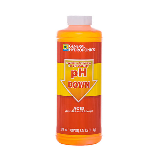 General Hydroponics®, pH Down, Liquid, Acid, Premium Buffering For pH Stability (1 Quart)