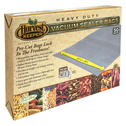 Harvest Keeper® Pre-Cut Vacuum Seal Bags, Silver, 15 in. x 20 in. (50 Bags)