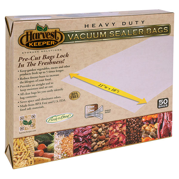 Harvest Keeper® Pre-Cut Vacuum Seal Bags, Clear, 11 in. x 18 in. (50 Bags)