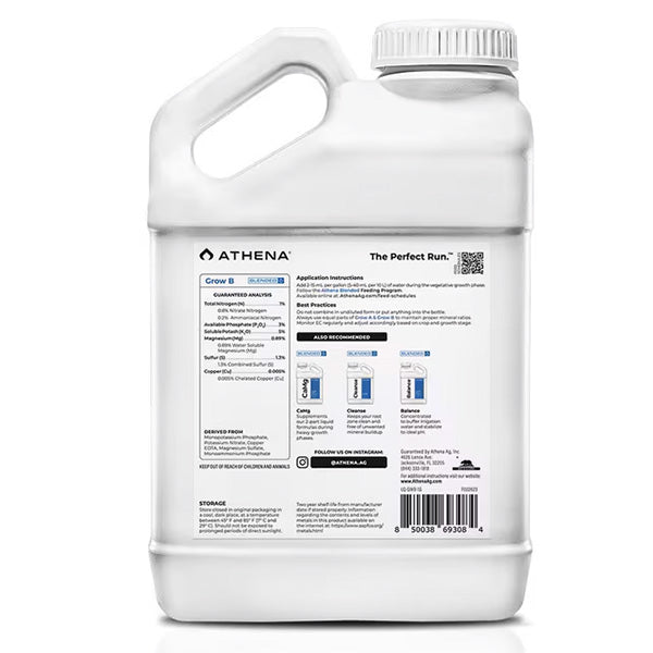 Athena® Blended, Grow B, Vegetative Nutrient (1 Gallon)