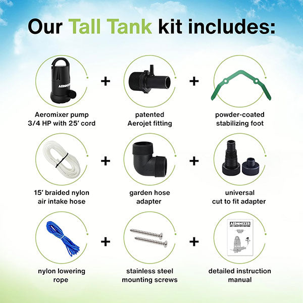 Aeromixer Tall Tank Kit, 3/4 HP Submersible Mixing + Aerating Pump