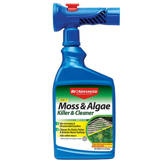 BioAdvanced® 2-in-1 Moss & Algae Killer & Cleaner for Lawns, Ready-to-Spray Bottle (32 oz.)