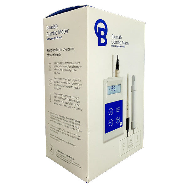 Bluelab® Combo Meter with Leap pH Probe, 3-in-1 Portable Handheld Meter for Soil & Solutions