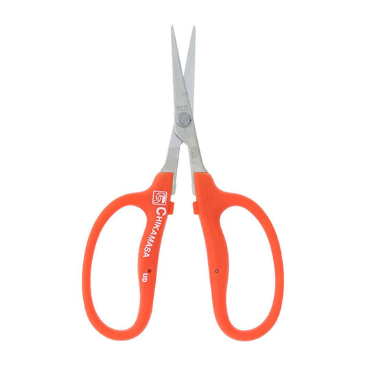Chikamasa®, Pruning Scissors, Curved Stainless Steel Blades, 35mm, Orange Soft Grip Handles