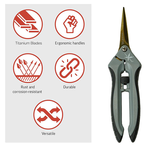 Piranha Pruners® Straight Blade Trimming Scissors, Titanium Blade