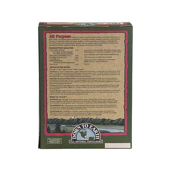 Down To Earth™, All Purpose 4-6-2, Tomato & Vegetable Mix, All Natural Fertilizer, Blended (5 LBS.)