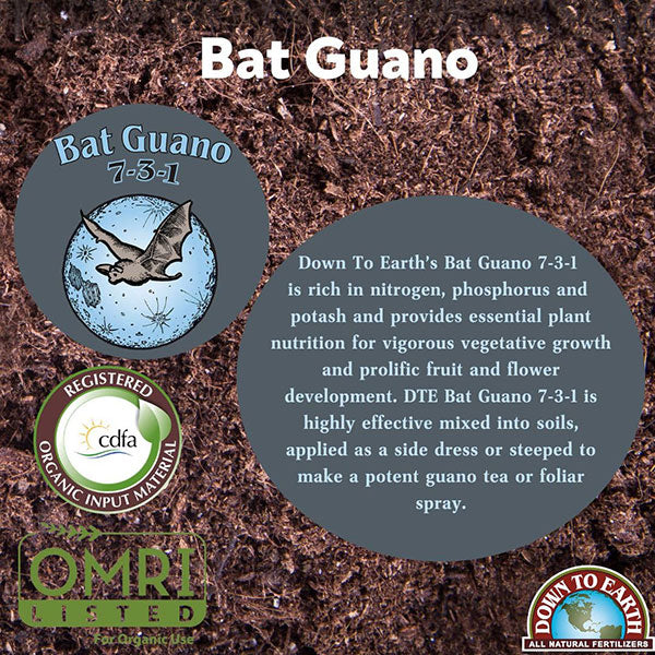 Down To Earth™, Bat Guano 7-3-1, All Natural Fertilizer, Single Ingredient (2 LBS.)