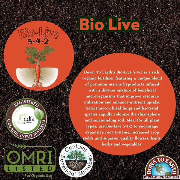Down To Earth™, Bio-Live® 5-4-2, Starter & Transplant Mix, All Natural Fertilizer, Blended (5 LBS.)