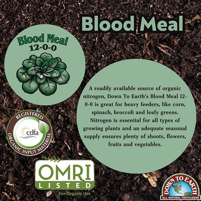 organic nitrogen fertilizer for plants Down to Earth™, Blood Meal 12-0-0, All Natural Fertilizer, Single Ingr – Perris Hydroponics