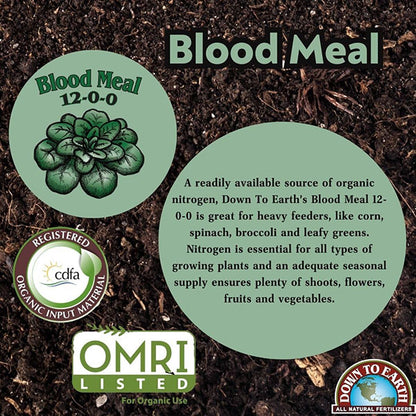 Down to Earth™, Blood Meal 12-0-0, All Natural Fertilizer, Single Ingredient (5 LBS.)