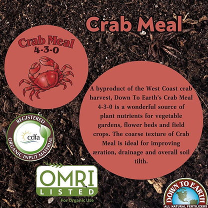 Down To Earth™, Crab Meal 4-3-0, All Natural Fertilizer, Single Ingredient (5 LBS.)