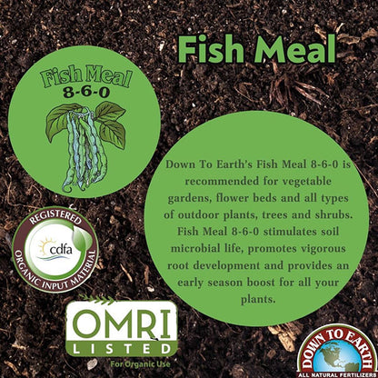 Down To Earth™, Fish Meal 8-6-0, All Natural Fertilizer, Single Ingredient (5 LBS.)