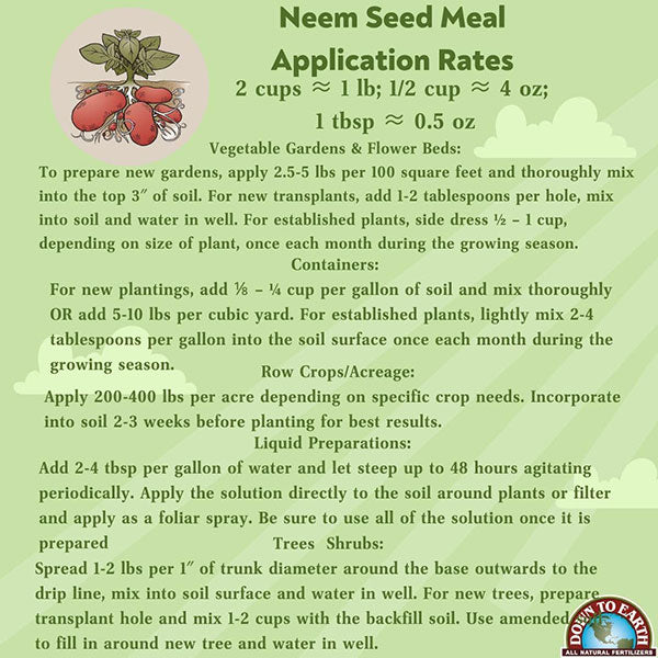 Down To Earth™, Neem Seed Meal 6-1-2, All Natural Fertilizer, Single Ingredient (5 LBS.)