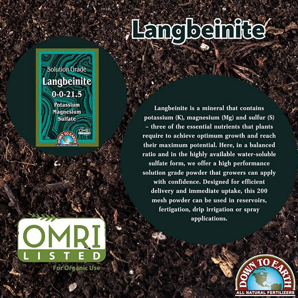 Down To Earth™, Langbeinite 0-0-21.5, All Natural Fertilizer, Single Ingredient (5 LBS.)