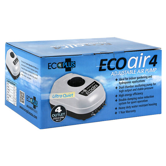 EcoPlus® Eco Air 4, Hydroponic Air Pump, Four Outlets, 6.5 Watt (253 GPH)