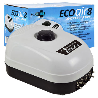 EcoPlus® EcoAir 8, Adjustable Air Pump, Eight Outlets, 13 Watt (380 GPH)