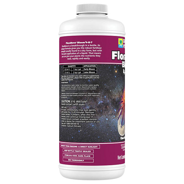 General Hydroponics®, FloraNova®, Bloom, 4-8-7, One-Part Nutrient (1 Quart)