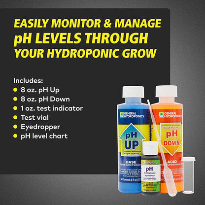 General Hydroponics®, pH Control Kit (includes pH up, pH down, and pH test indicators)