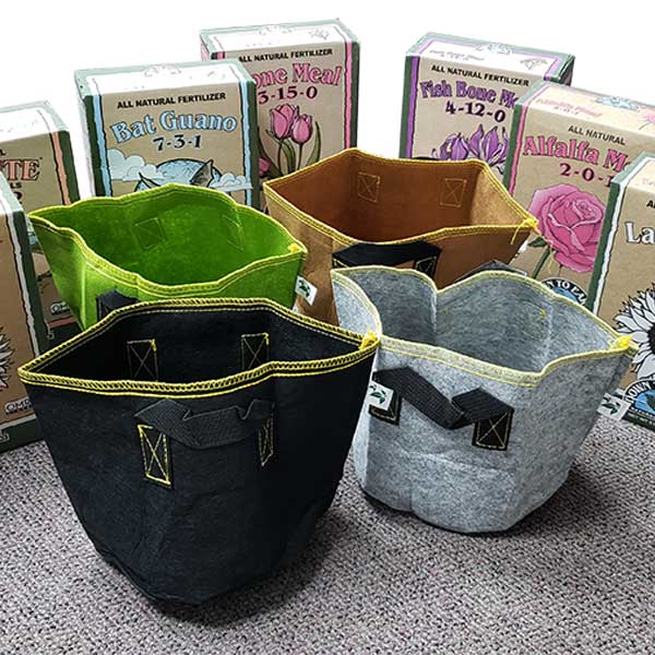 Gold Gene Round 3 Gallon Fabric Pots In Black, Green, Grey, & Brown