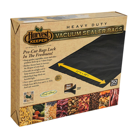 Harvest Keeper® Black/Black Precut Vacuum Sealer Bags, 11"x18" (50 Count)