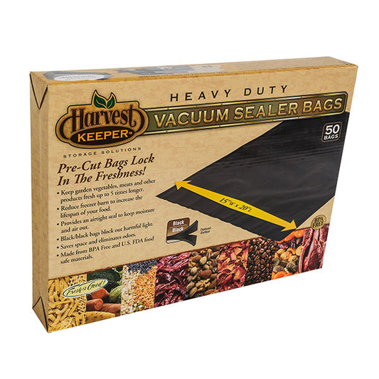 Harvest Keeper® Black/Black Precut Vacuum Sealer Bags, 15"x20" (50 Count)