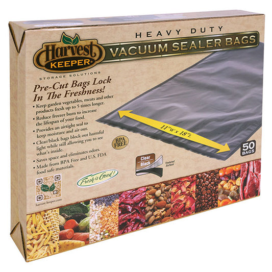 Harvest Keeper® Black/Clear Precut Vacuum Sealer Bags, 11"x18" (50 Count)