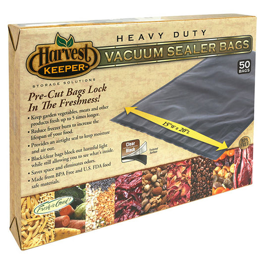 Harvest Keeper® Black/Clear Precut Vacuum Sealer Bags, 15"x20" (50 Count)