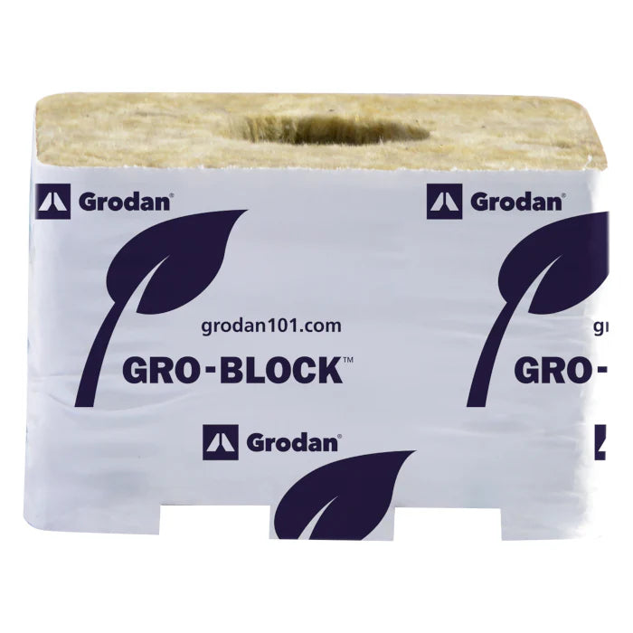 Grodan Gro-Block Improved GR6.5 Small with Hole, 4" x 4" x 2.5" - PALLET OF 2448