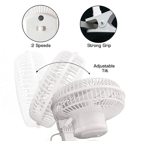 Hurricane®, Classic 6" Clip Fan, Adjustable Tilt, 2 Speeds