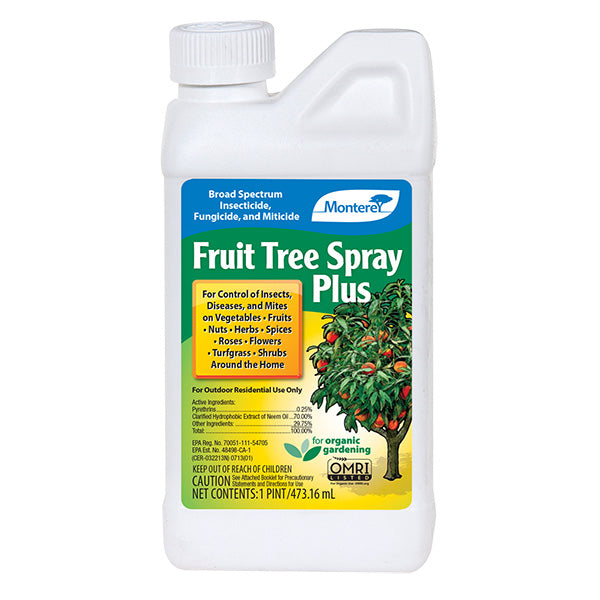 Monterey® Fruit Tree Spray Plus, Insecticide, Fungicide, & Miticide, Concentrate (1 Pint)