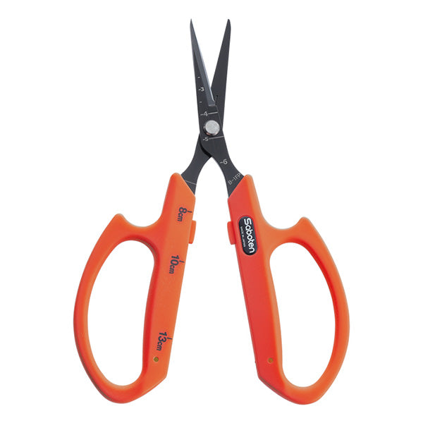 Saboten®, Trimming Scissors, Fluorine Coated, Non-Stick, Angled Stainless Steel Blades, Orange Handles