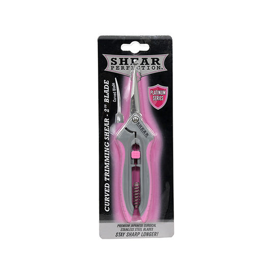 Shear Perfection®, Curved Trimming Shears, Platinum Series, 2" Stainless Steel Blades, Pink Handles