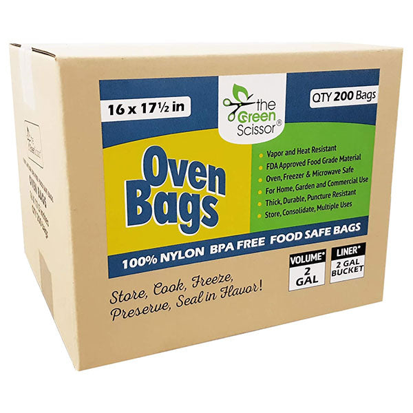 The Green Scissor Oven Bags, 100% Nylon, BPA Free, 16" x 17.5" Food Safe Bags (200 Bags)