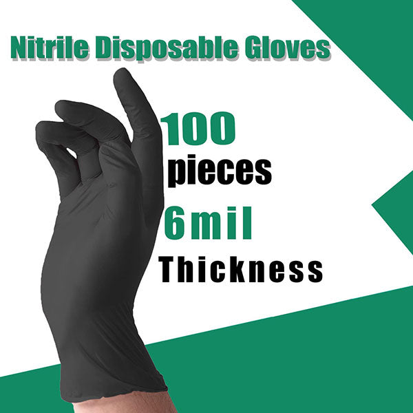 TOJIEU®, Disposable Medical Nitrile Examination Gloves, Black, Medium (200 Count)